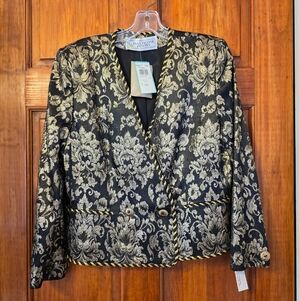 INC International Concepts Black and Gold Floral Blazer